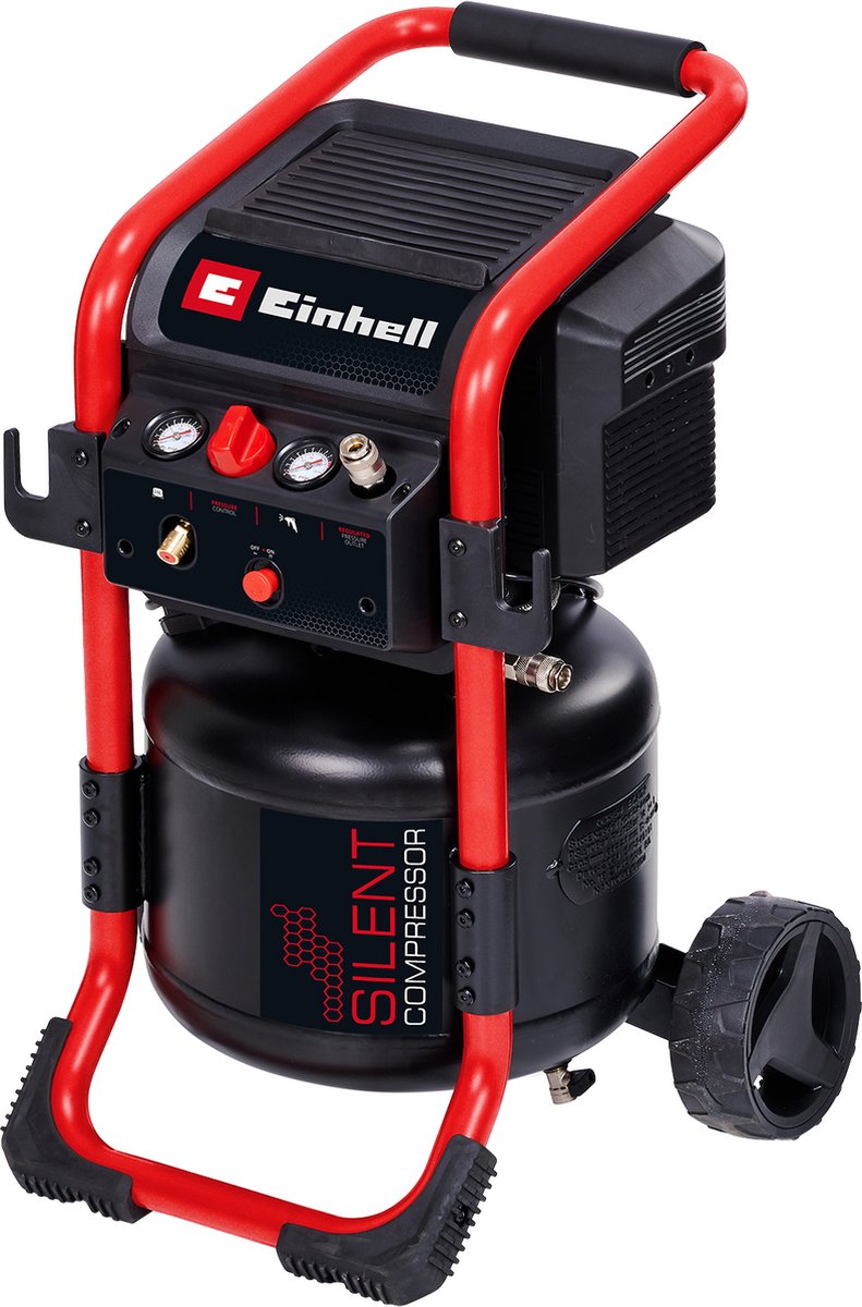 Einhell elektrische compressor te-ac 240 24 silent - 1500 w - 10 bar - 24 l tank - aanzuigcapaciteit: 240 l min - 70 db (stiller dan normale compressoren) - olievrij