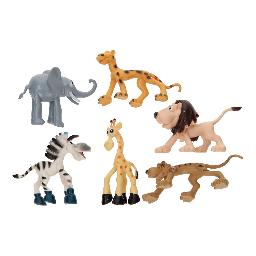 Niedliches Wildtier-Spielset, 6-teilig.