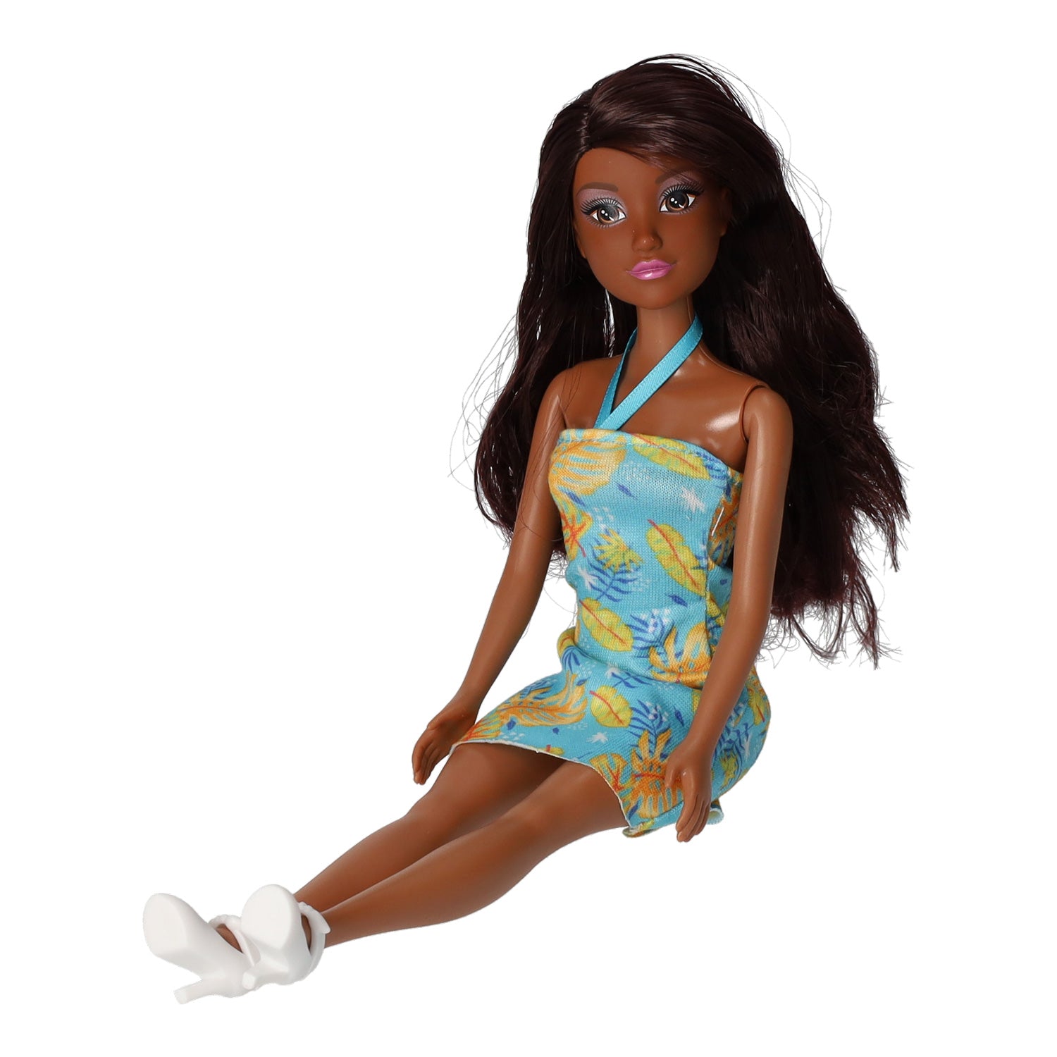 Modisches Sommerkleid mit Blättermuster