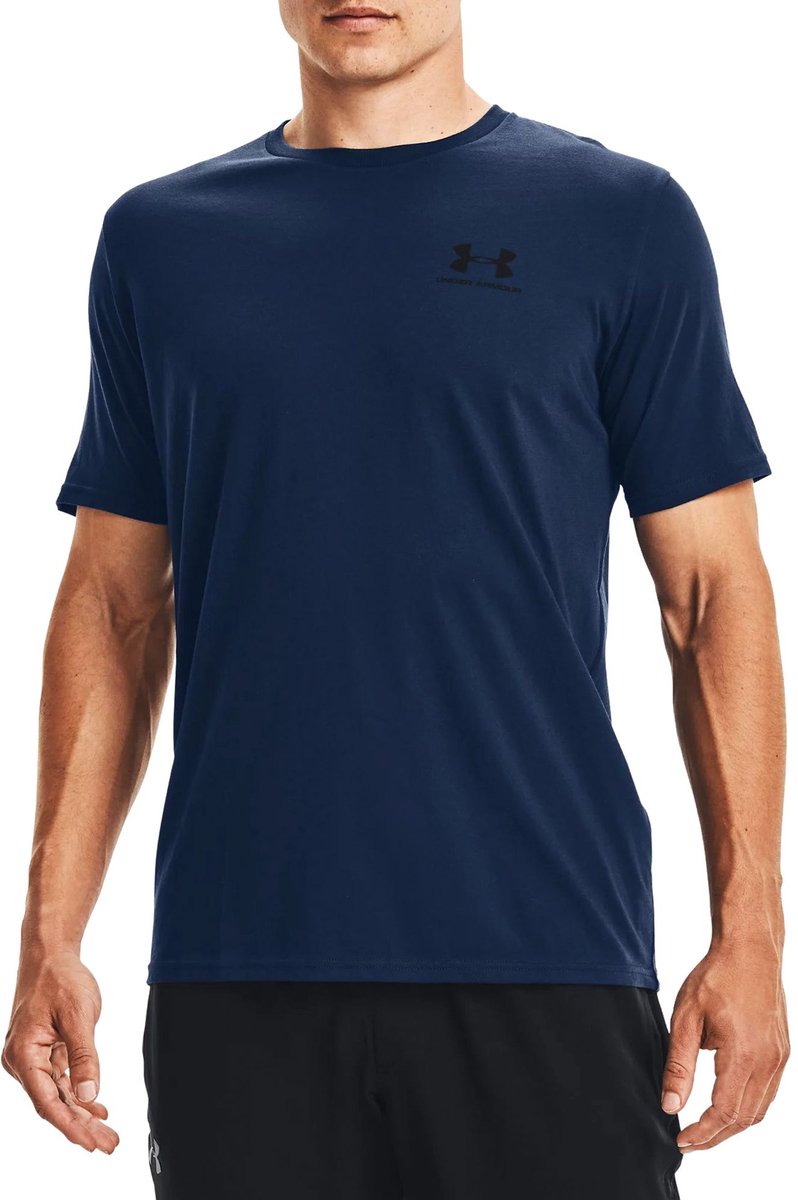 Under armour ua m sportstyle lc ss-blu heren sportshirt - academy - zwart