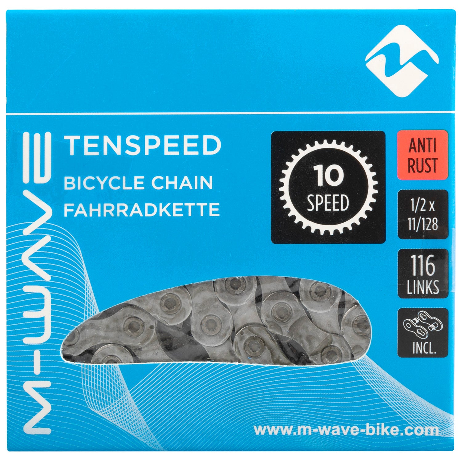 M-Wave (KMC) Kette, 10-fach, 11-128-116 Glieder, rostfrei, im Karton