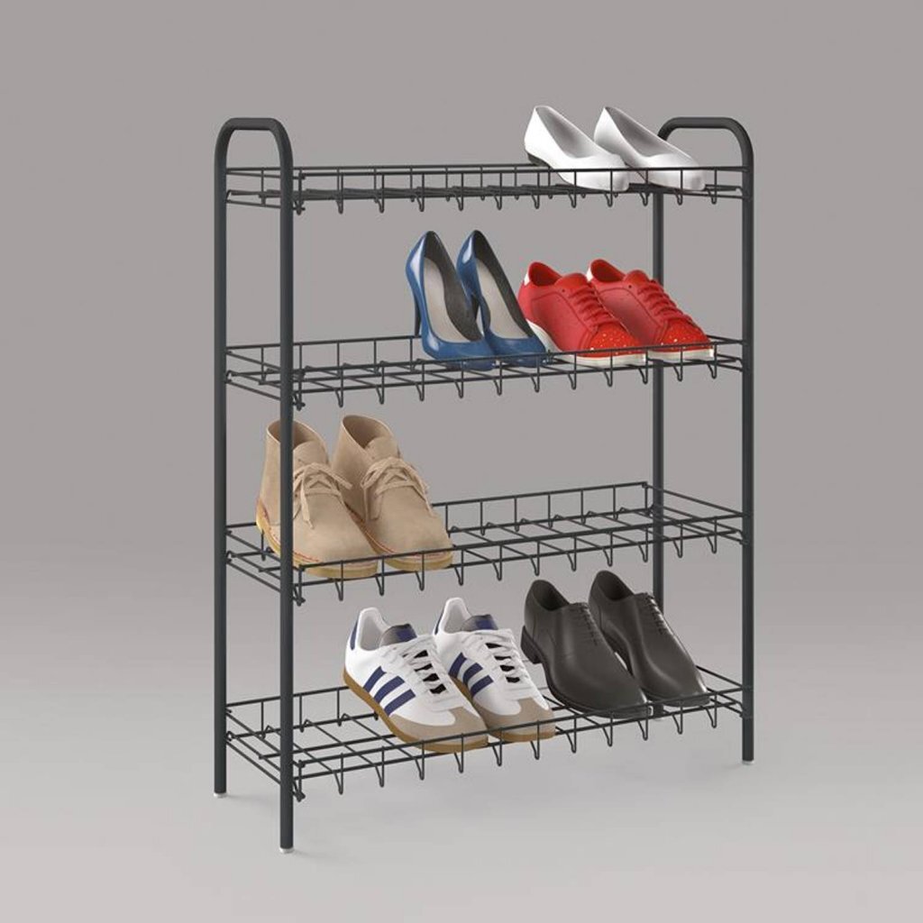 Metaltex schoenenrek 4 rekken 64x23x80.5 cm zwart