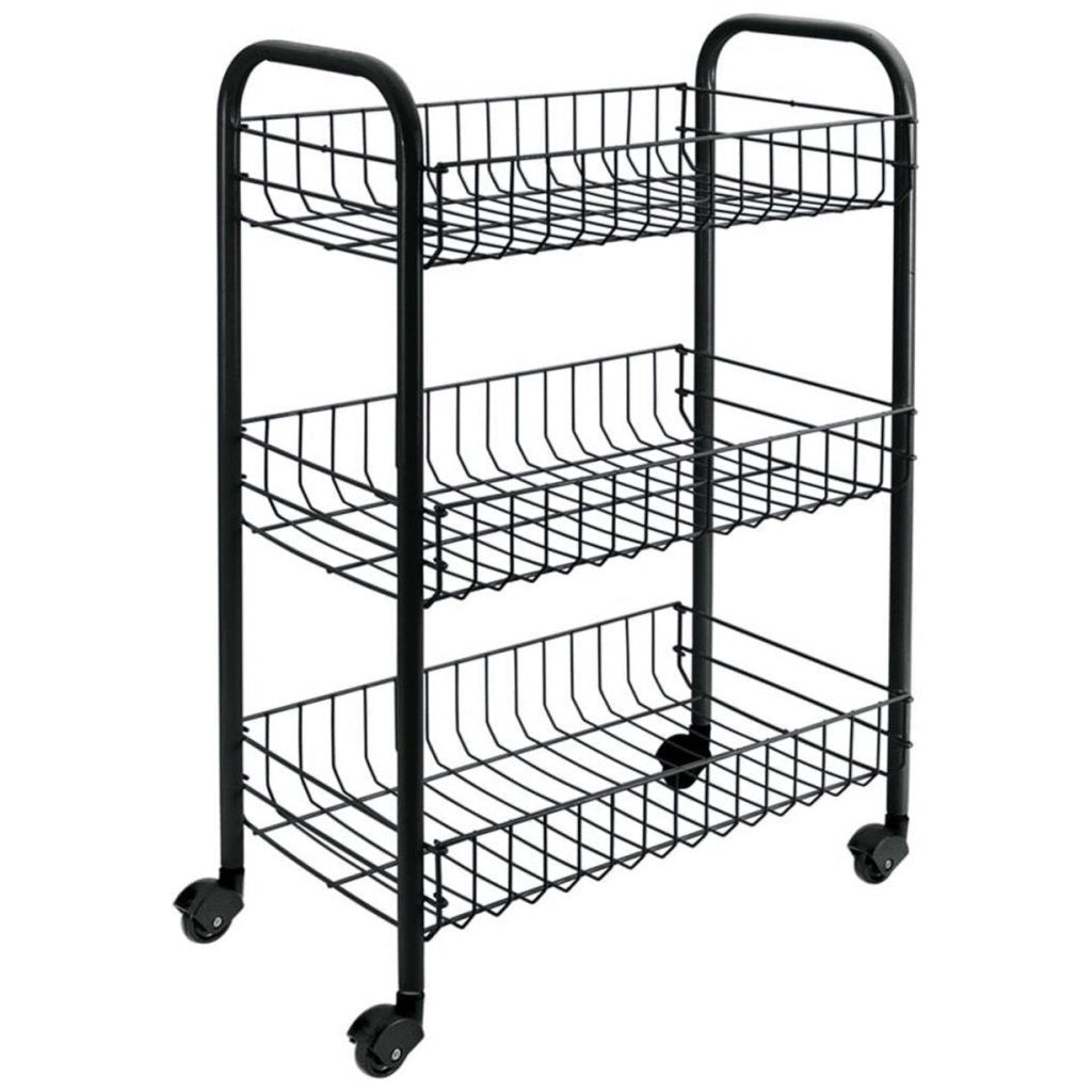 Metaltex tomado- siena keukentrolley met wielen 41x23x63 cm zwart