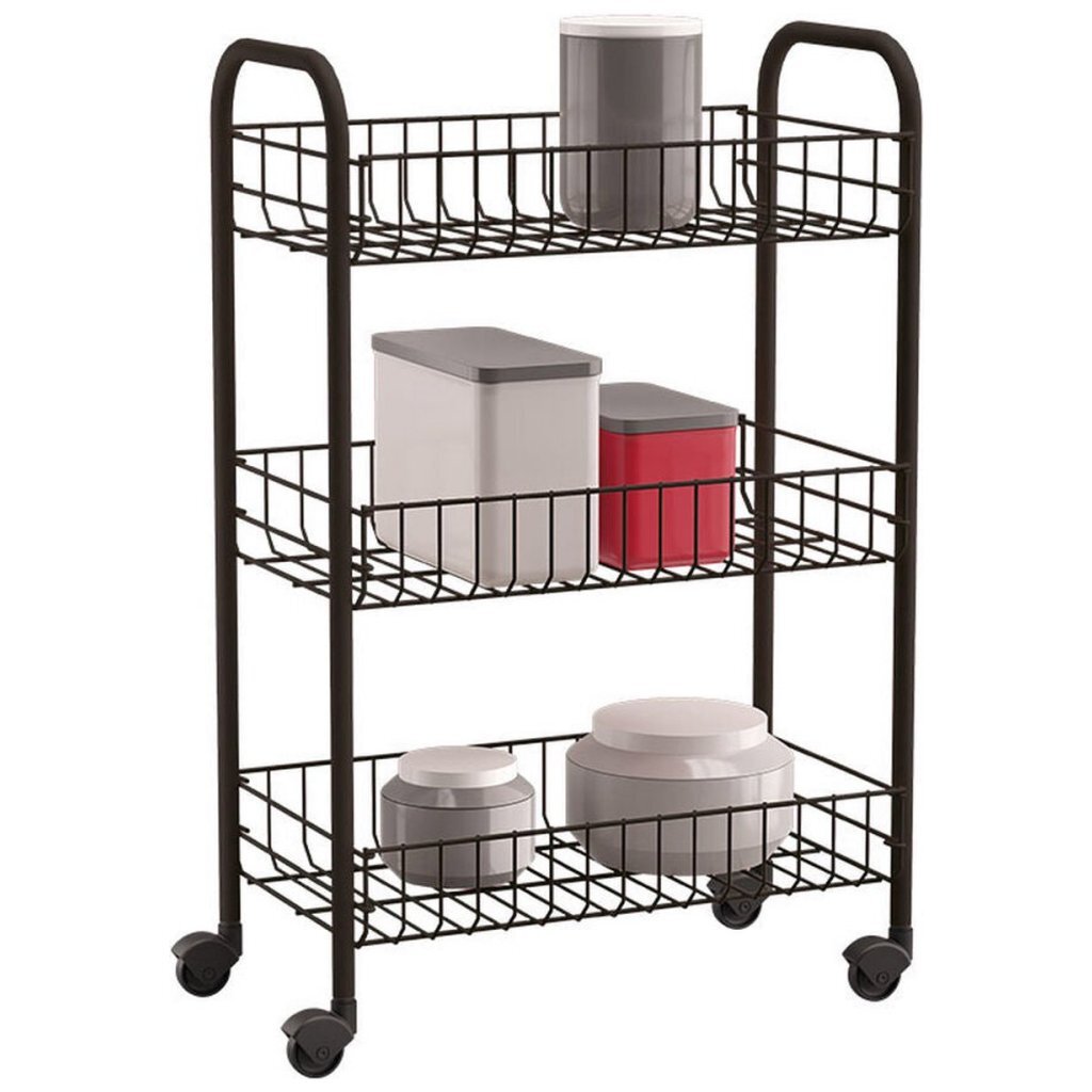 Metaltex tomado- siena keukentrolley met wielen 41x23x63 cm zwart