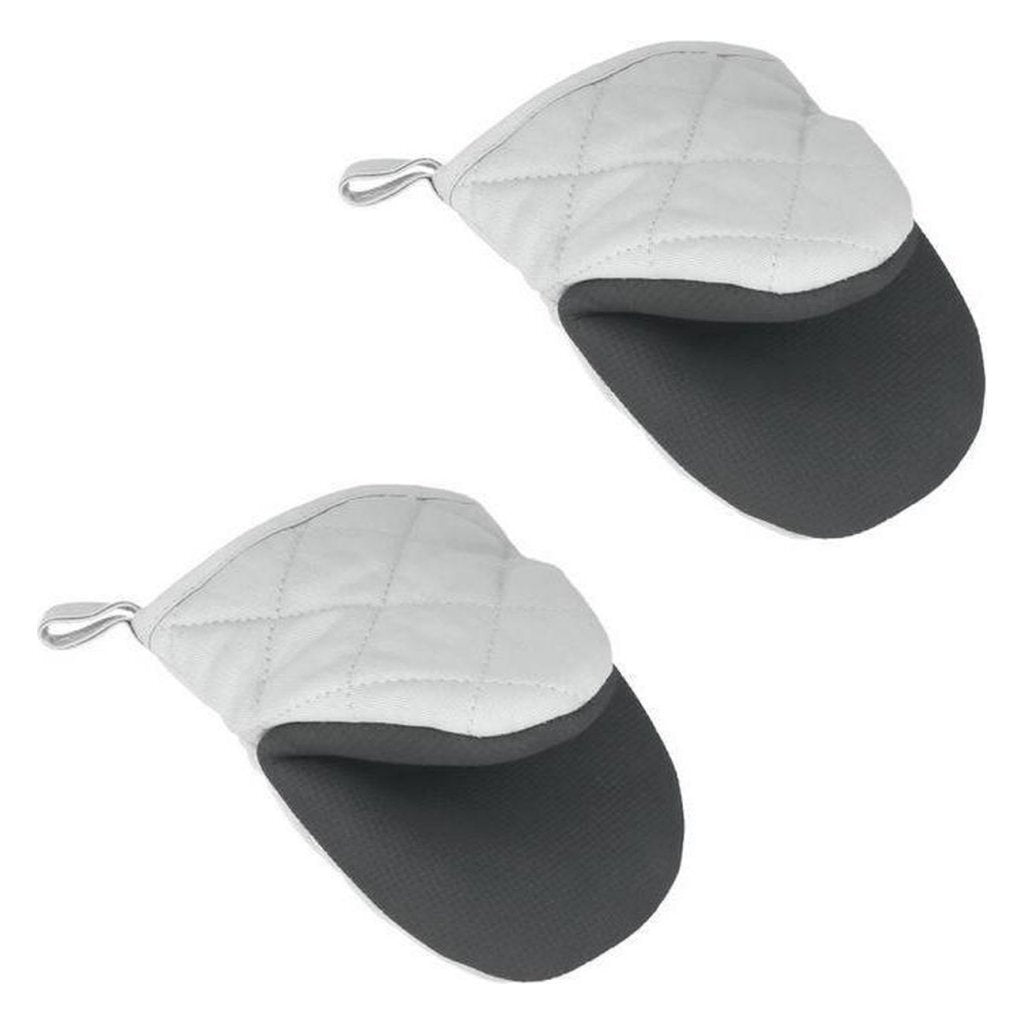 Metaltex katoenen ovenhandschoenen 14x14 cm grijs wit 2 stuks
