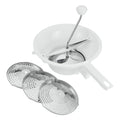 Metaltex passeerzeef 24 cm + 3 roestvrije roosters wit rvs