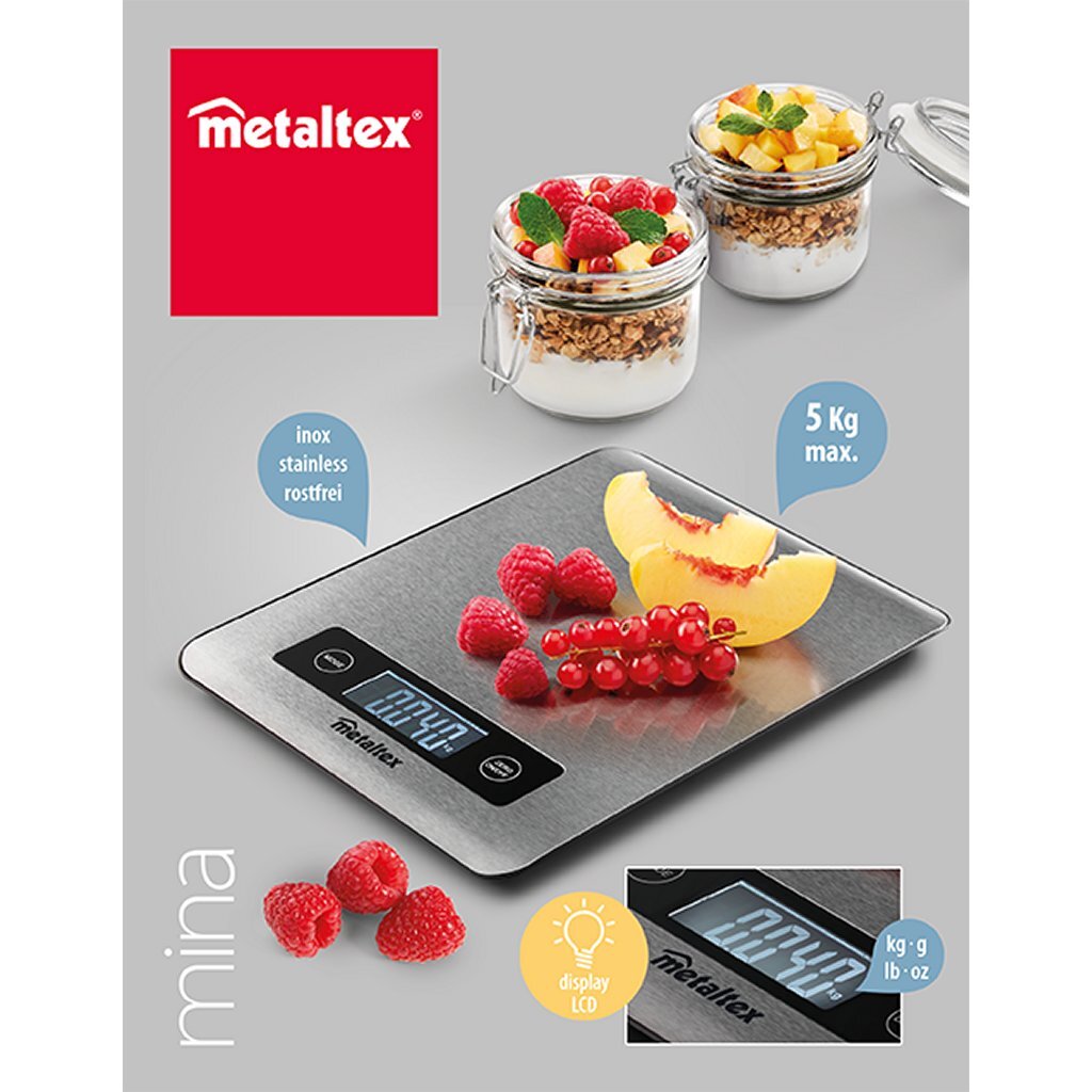 Metaltex Küchenhelfer Mina digitale Küchenwaage Edelstahl