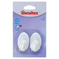 Metaltex ovalen plakhaken 2 stuks wit