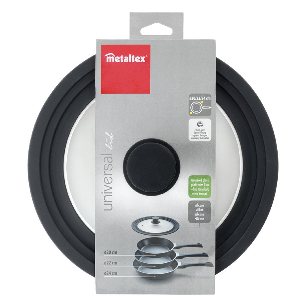 Metaltex Topfdeckel 20-24 cm Glas Silikon schwarz