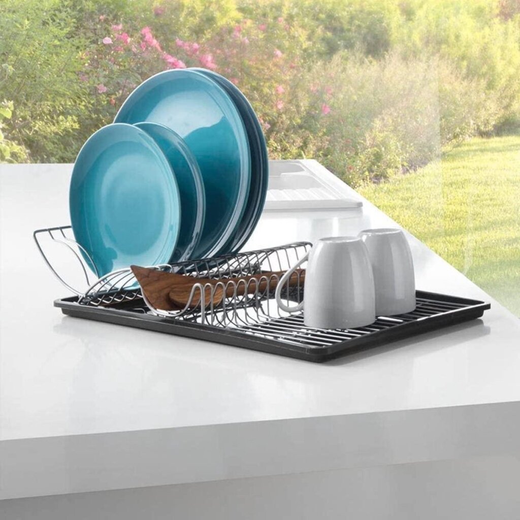 Metaltex Wingtex Abtropfgestell 51x31 cm Anthrazit-Silber 2-teilig