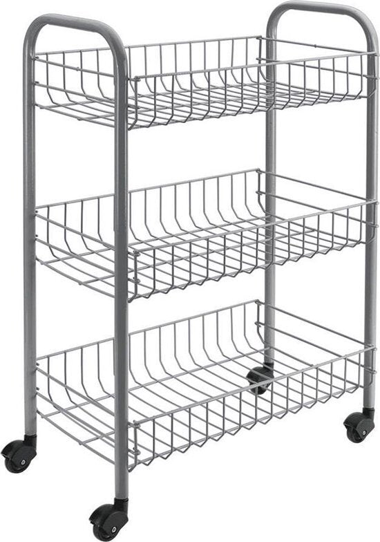Metaltex tomado- siena keukentrolley met wielen 41x23x63 cm zilver