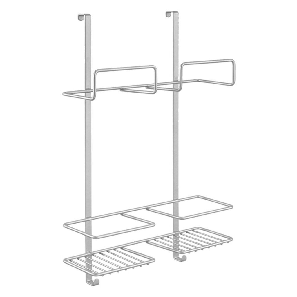 Metaltex Türhänger zur platzsparenden Aufbewahrung von Reinigungsmitteln, 30 x 46 x 12 cm, silber