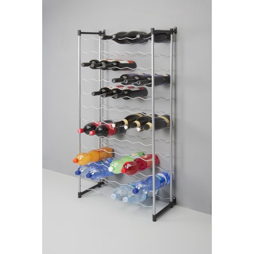 Metaltex Bardolino Flaschenregal für 72 Flaschen, 59 x 26 x 124 cm, silber/schwarz