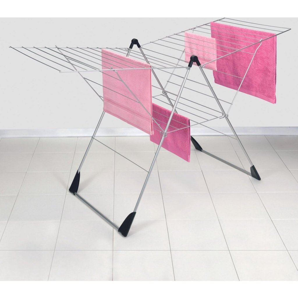 Metaltex Vento Wäscheständer, 30 m lange Leine, 110 x 177 x 67 cm, silber/schwarz