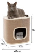 Flamingo krabton voor katten – krabton george beige naturel lichtbruin s – 40x40x49 cm – compacte en luxe krabmeubel –