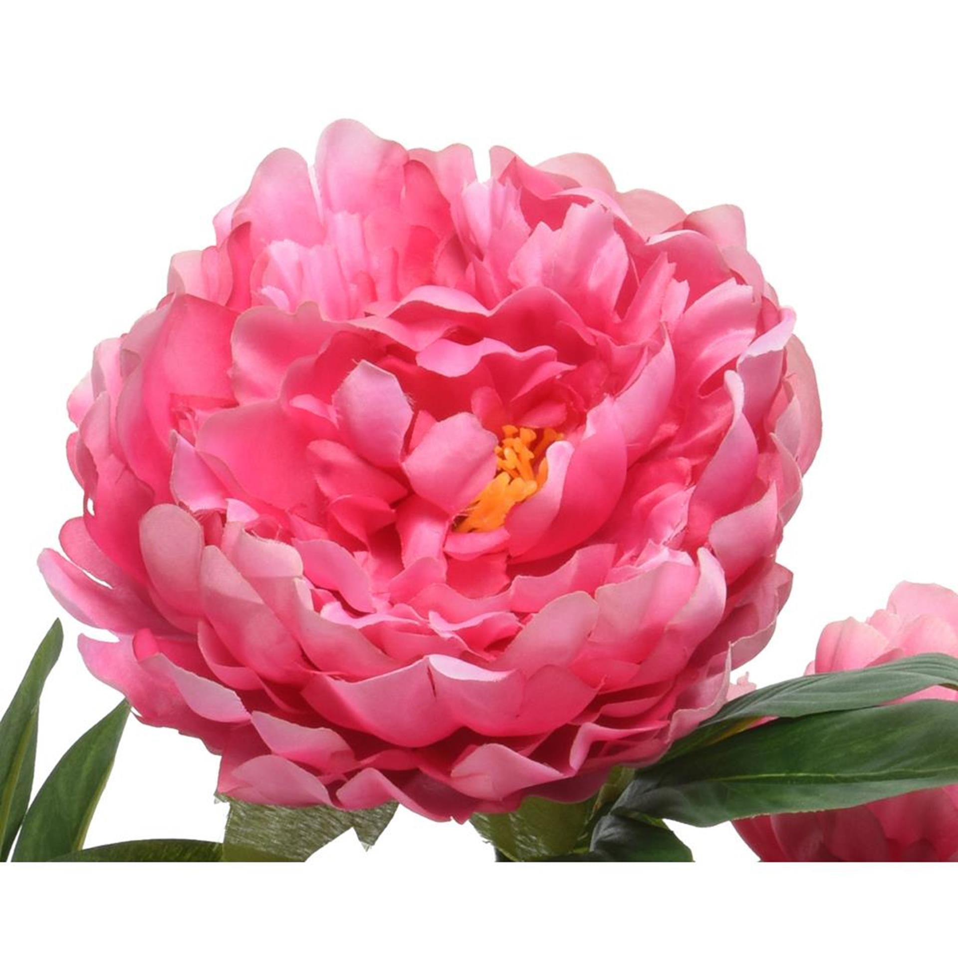 Decoris kunstplant pioenroos in pot polyester 41x47x57cm fuchsia
