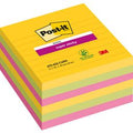 Post-it ® super sticky notes, kleurenset rio, canary yellow™, mediterraan blauw, fuchsia, gelijnd , 101mm x 101mm, 90 blaadjes, 6 blokken