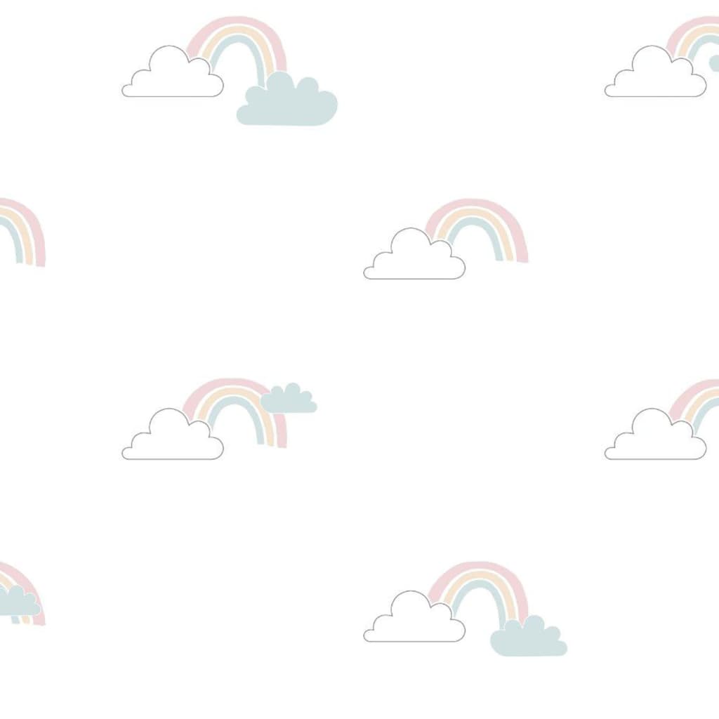 Nordwandtapete Mondo Babywolken Weiß Blau Rosa