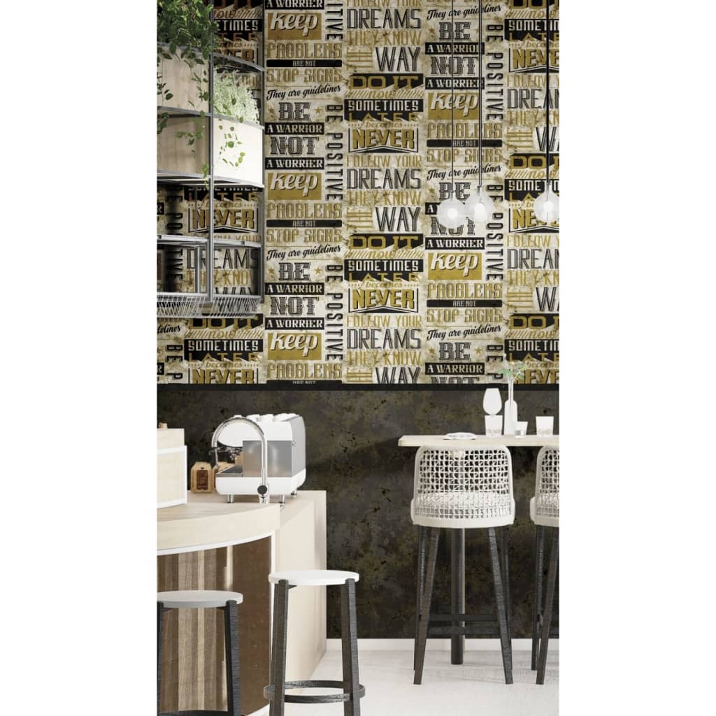 Nordwandtapete Freunde Kaffee Marmor Beton schwarz und braun