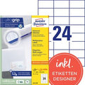 Multifunctionele etiketten avery zweckform 3474 stuks wit