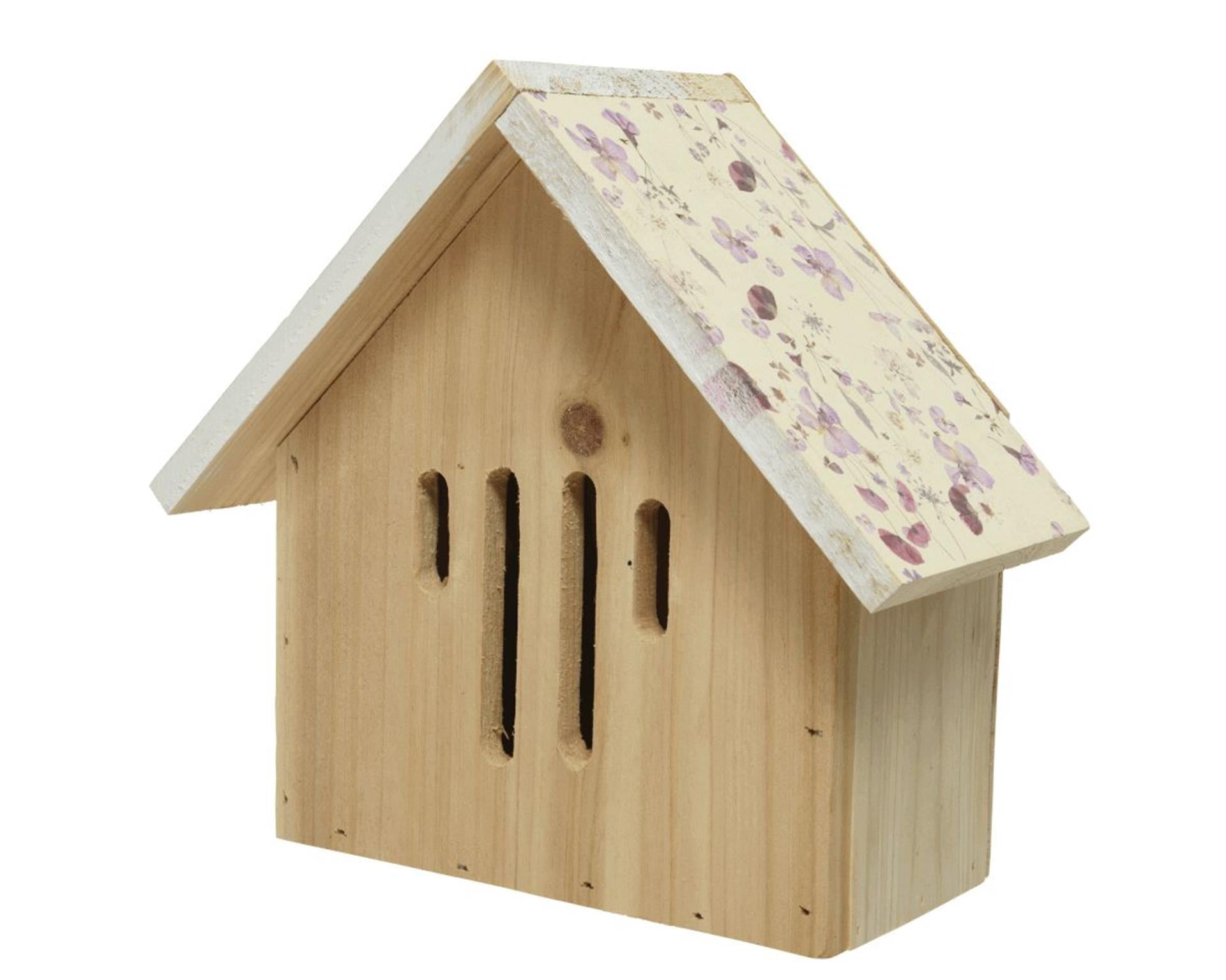Decoris insectenhuis grenen licht roze h20cm