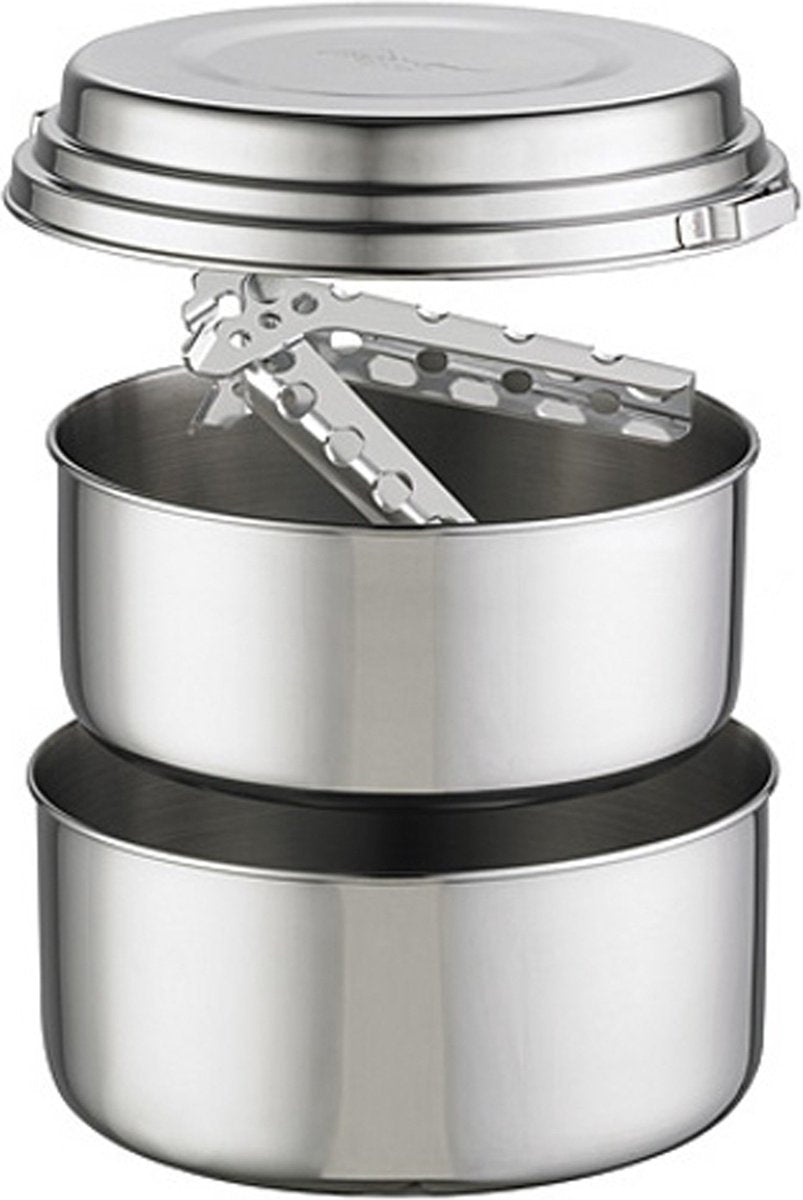 Msr alpine 2 pot set - rvs kookset - 2-delig - duurzaam en compact - voor 2 tot 3 personen