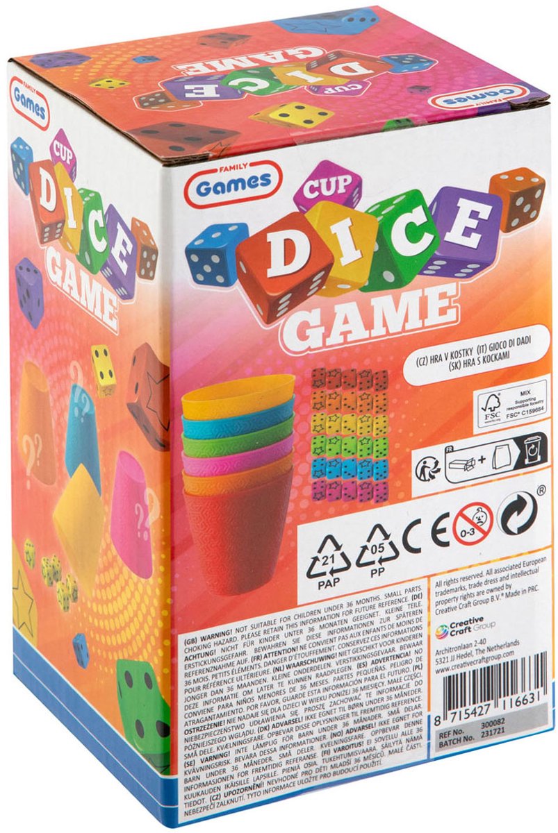 Creative Craft Group Würfelspiel, 6 Beutel und 30 Würfel