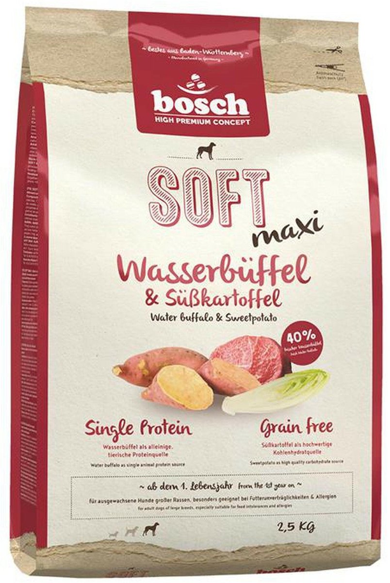 Bosch soft maxi hondenvoer - waterbuffel zoete aardappel - 2,5 kg