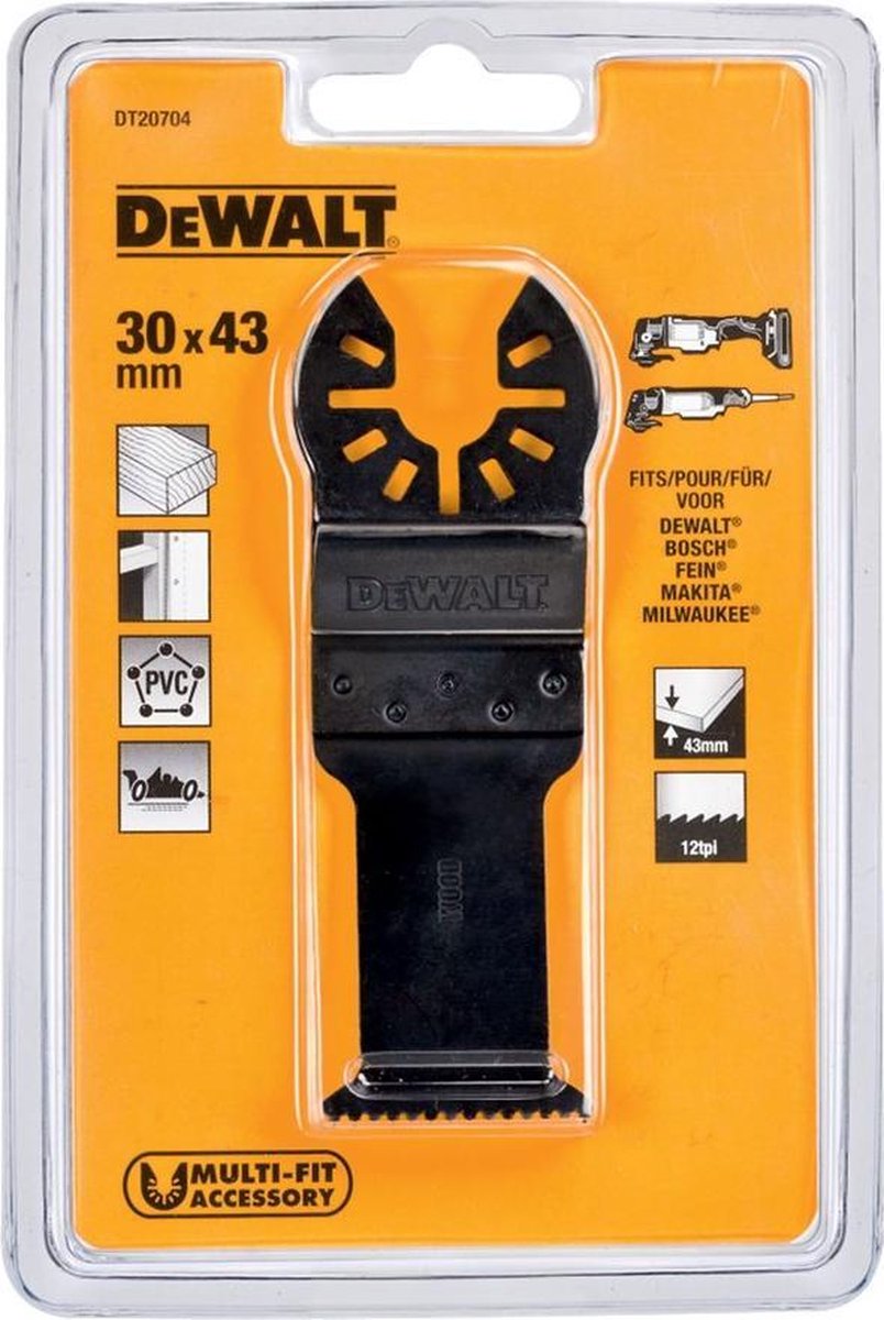 Dewalt 43x31mm multitool zaagblad hcs tbv snel zagen hout (1 stuk) - dt20704