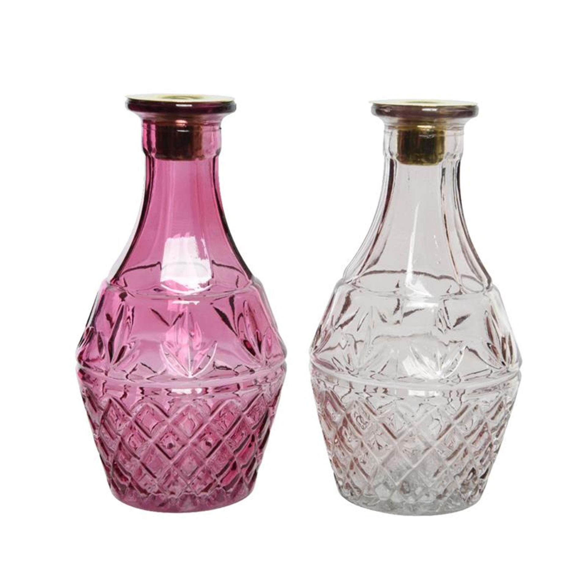 Decoris kandelaar glas ø10-h18.5cm roze of lila