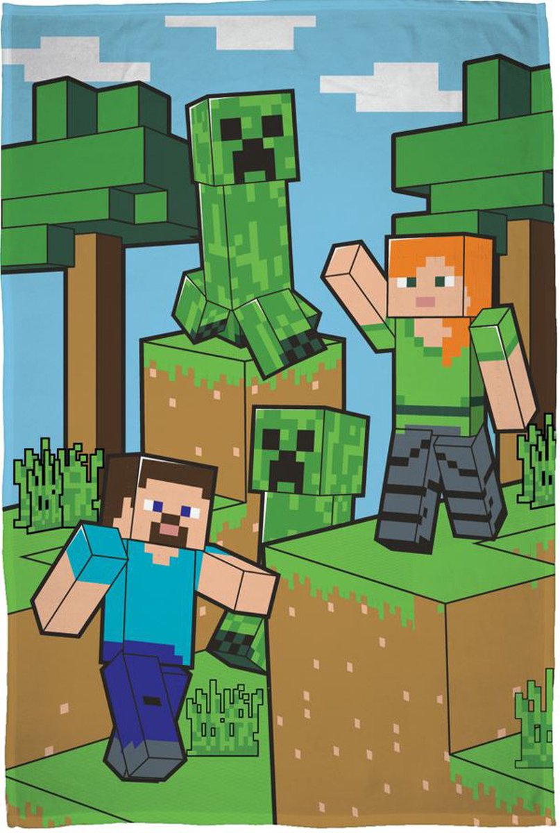 Minecraft fleece plaid blocks - 100 x 150 cm