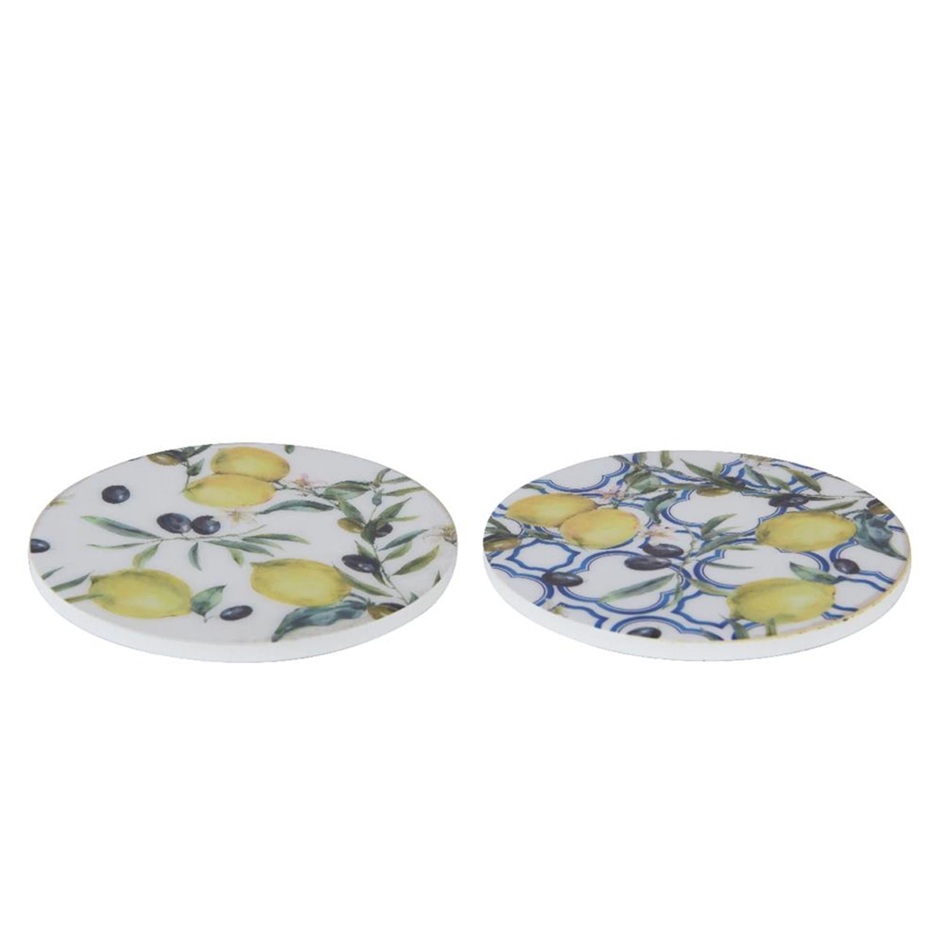 Decoris onderzetter citroen mdf dia10cm 4-delig