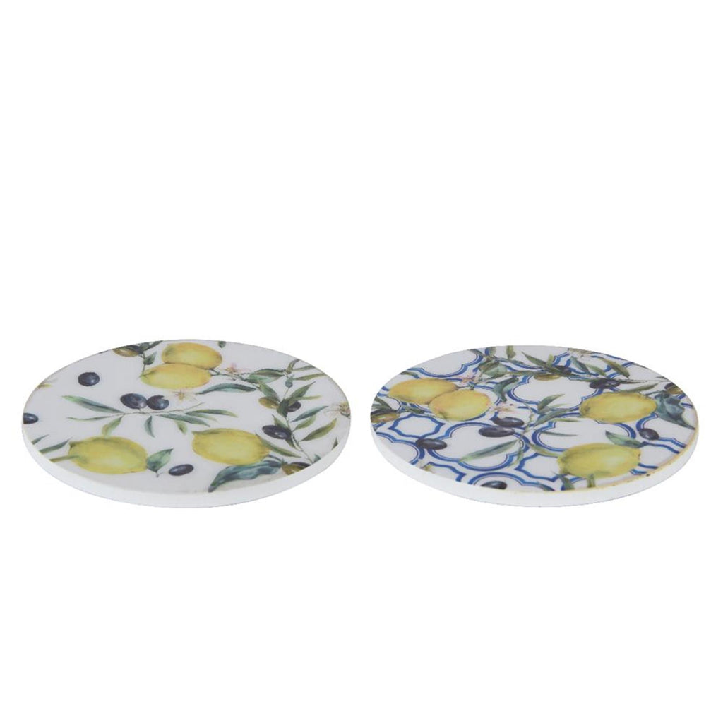 Decoris onderzetter citroen 4-delig mdf diameter 10cm 2 assorti