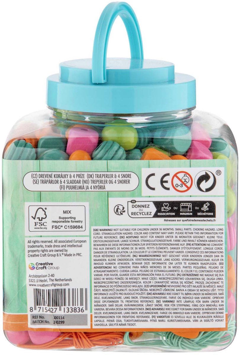 Creative craft group houten kralen blauw, 375gram