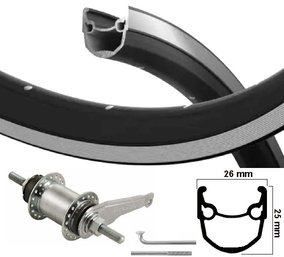 KGs Hinterrad 28 Zoll (622) Stratos Felge Schwarz Silber Shimano Bremsnabe