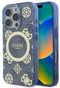 Guess peony magsafe - telefoonhoesje - iphone 16 pro max - natuurinspiratie - blauw - luxe ontwerp