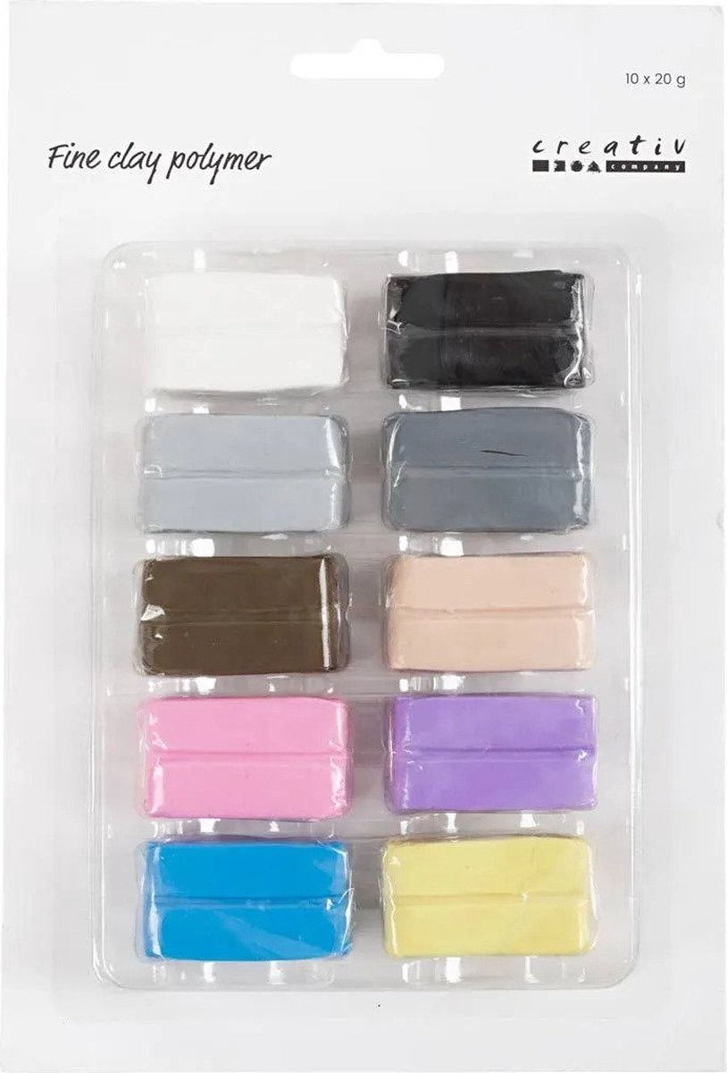Creativ Company Feine Polymerknete in Pastellfarben, 10 x 20 Gramm