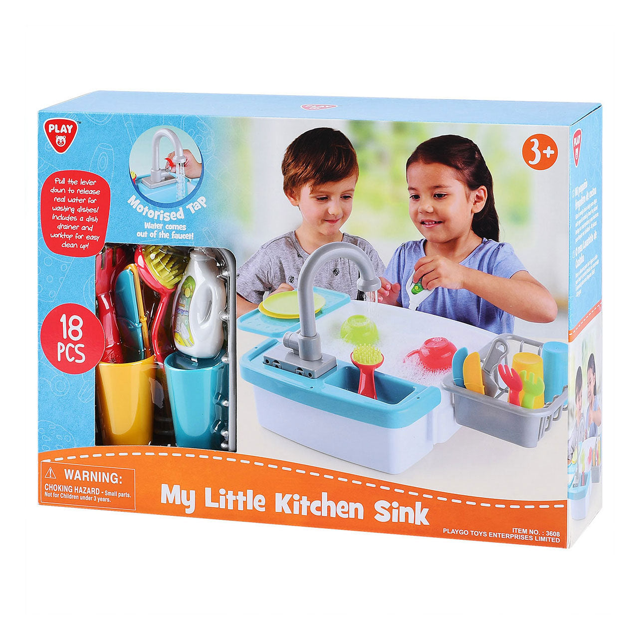 Playgo Geschirrspül-Spielküchen-Spielset - 18-teilig.