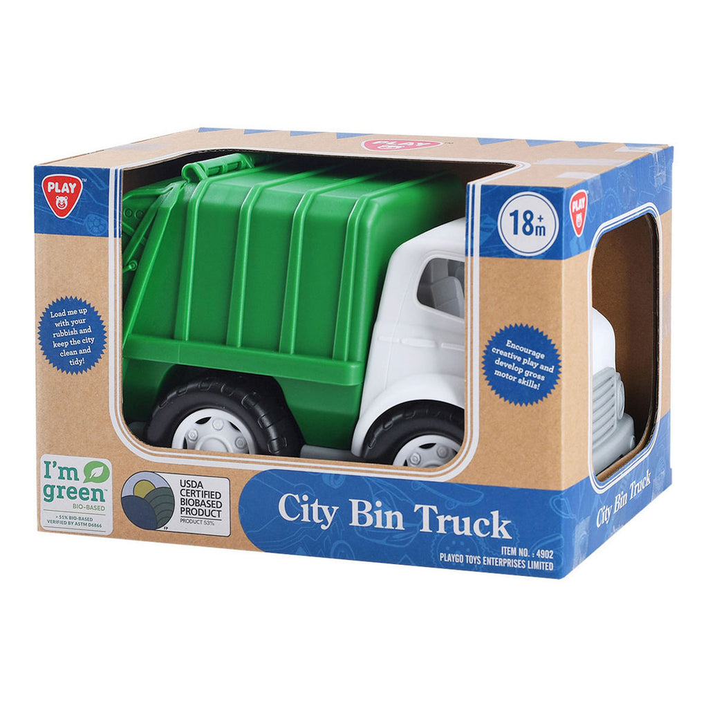 Playgo Müllwagen aus Biomasse, grün – 28 cm