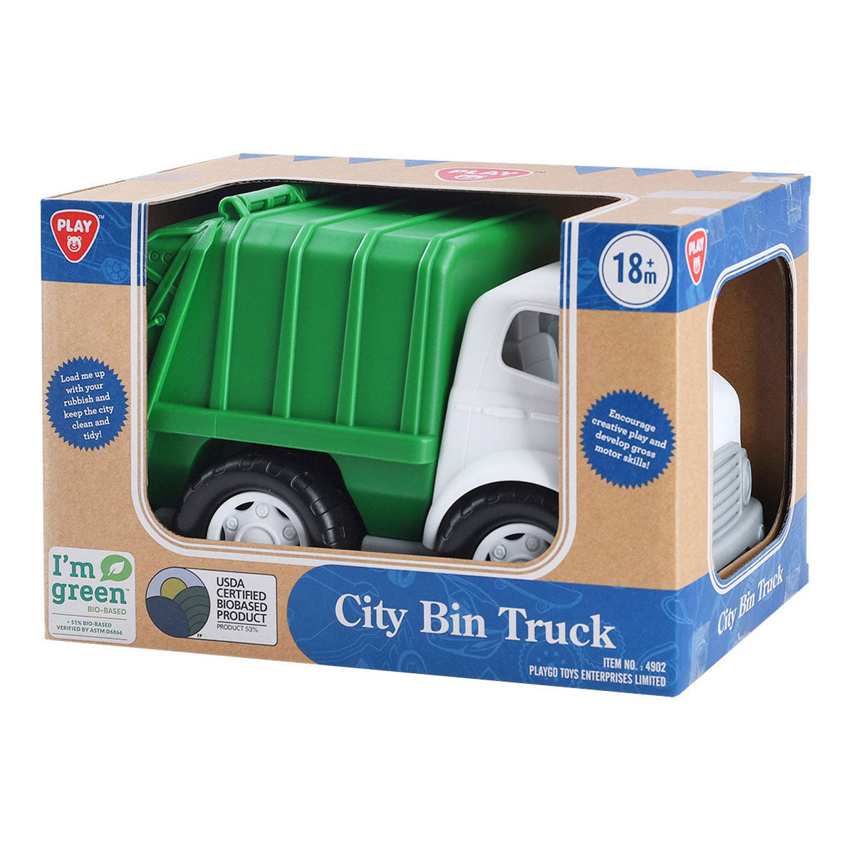 Playgo Müllwagen aus Biomasse, grün – 28 cm