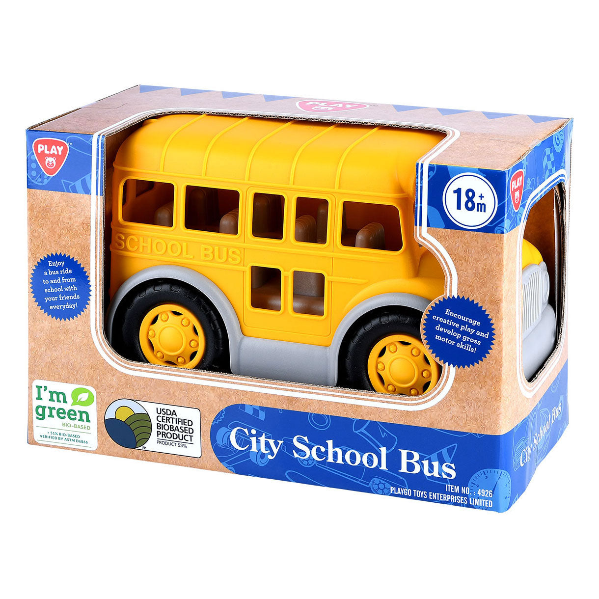 Playgo Schulbus aus Biomasse – 28 cm
