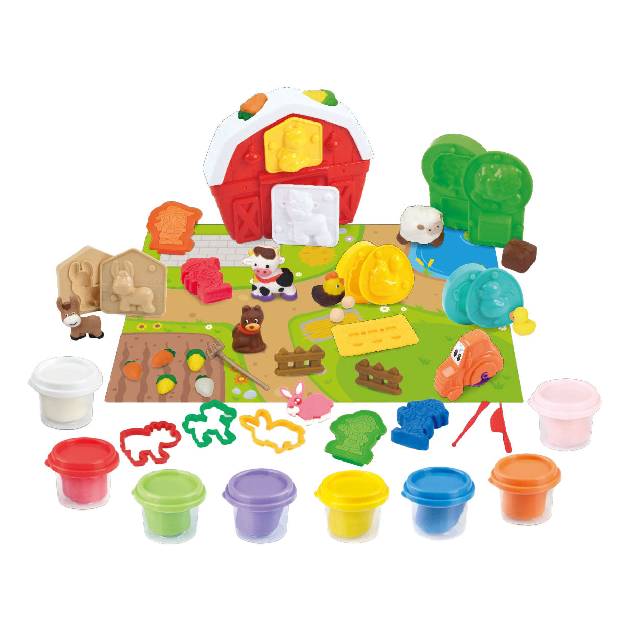Playgo boerderij en vrienden kleiset - 8 kleipotjes