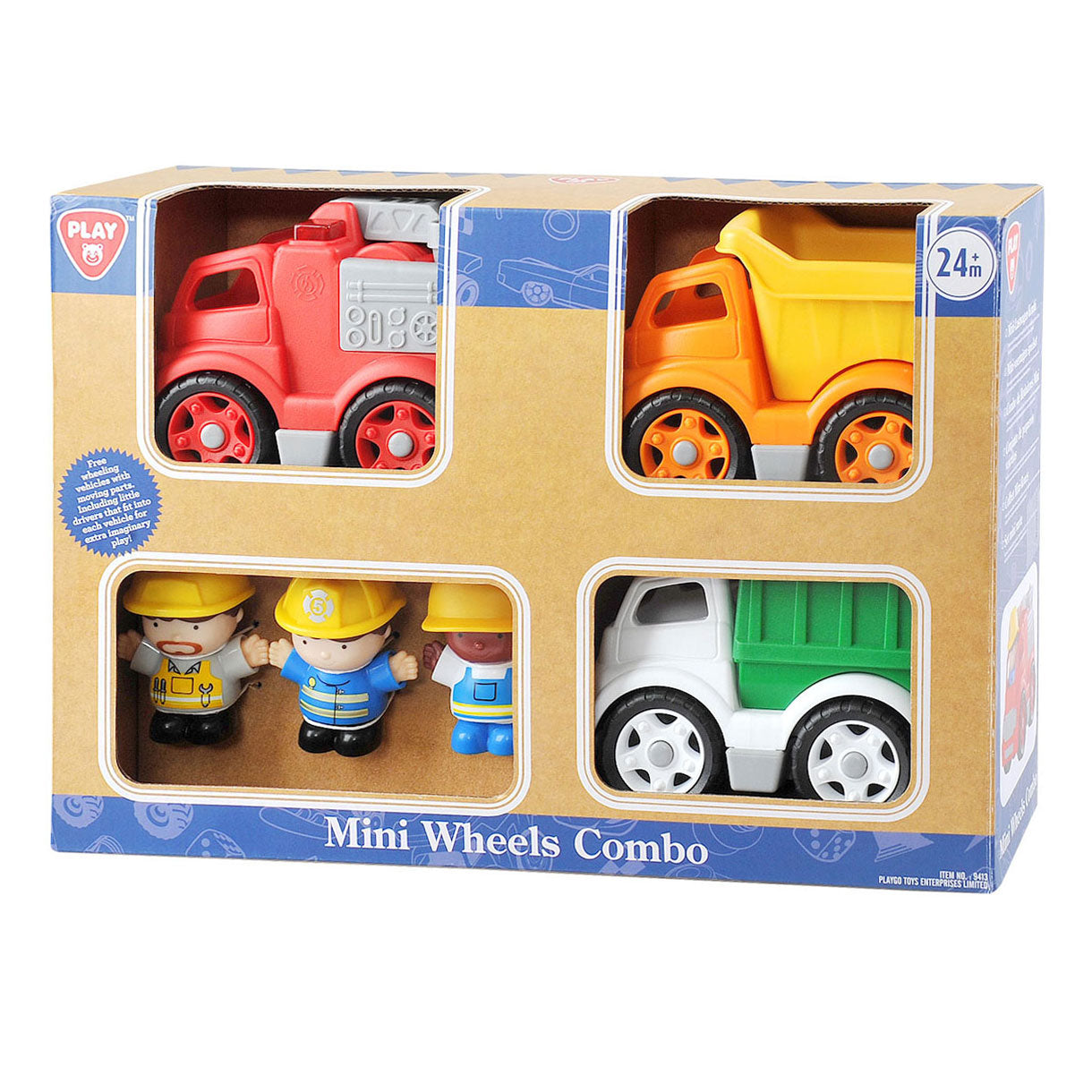 Playgo Nutzfahrzeuge mit Figuren Spielset - 6-teilig.