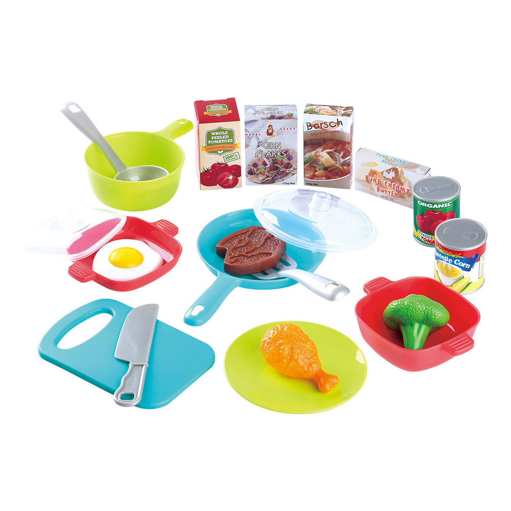 Spielküchenzubehör und Spiellebensmittel-Set, 21-teilig.