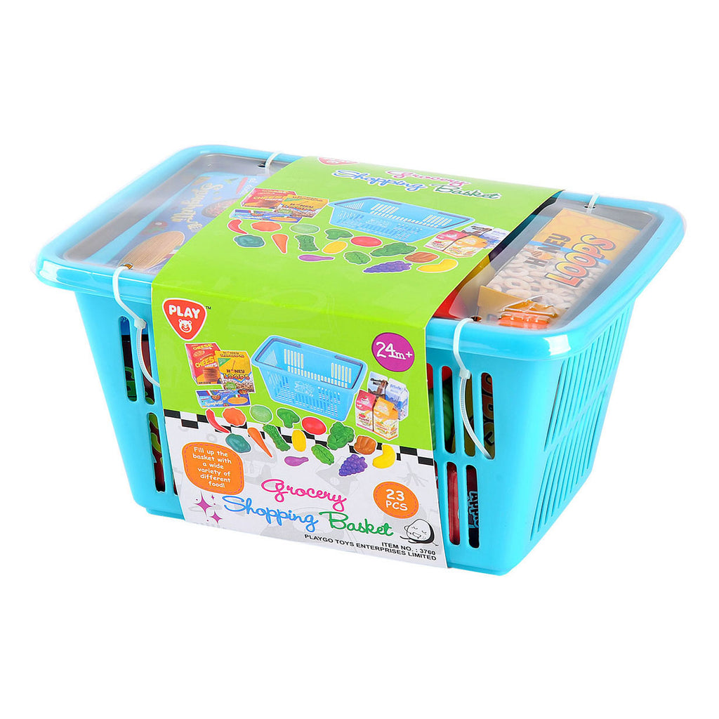 Playgo winkelmandje met boodschappen speelset - 23dlg.