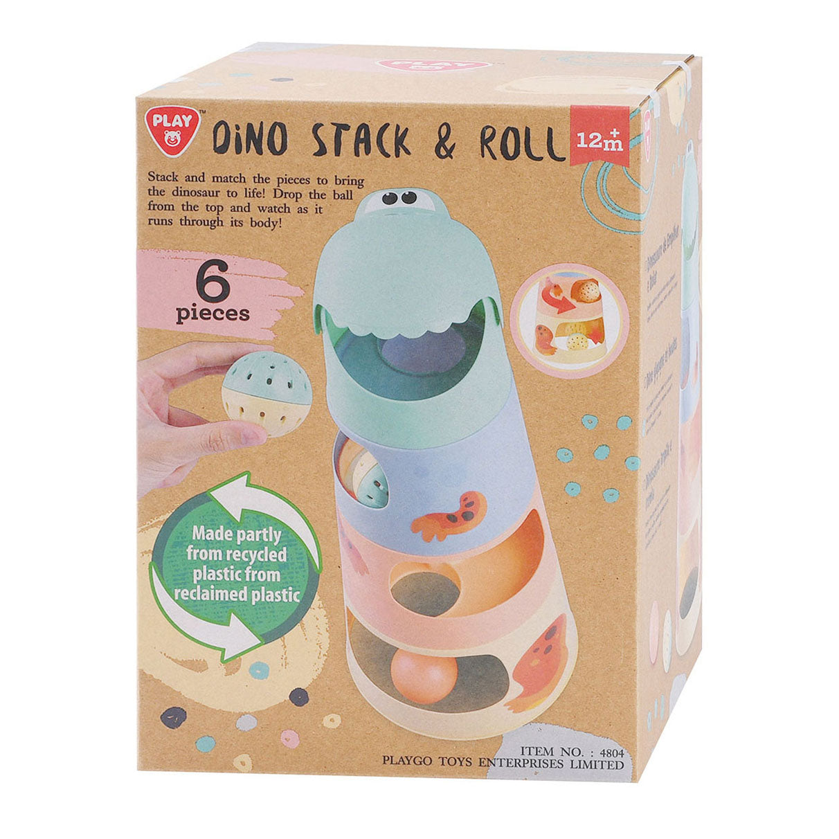 Playgo Dino-Stapelturm mit Kugeln - 6-teilig.