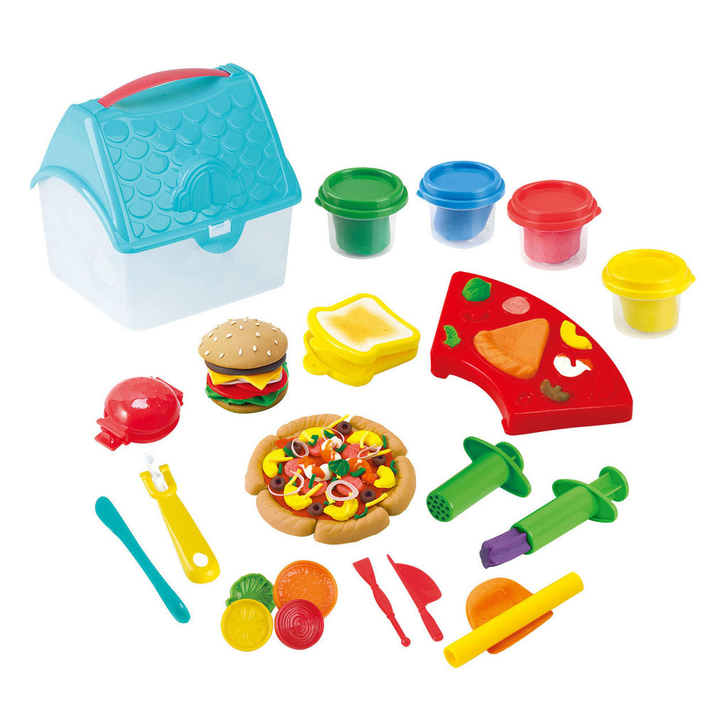 Playgo Ton-Set „Hamburger und Sandwich“ in Aufbewahrungsbox – 4 Tontöpfe