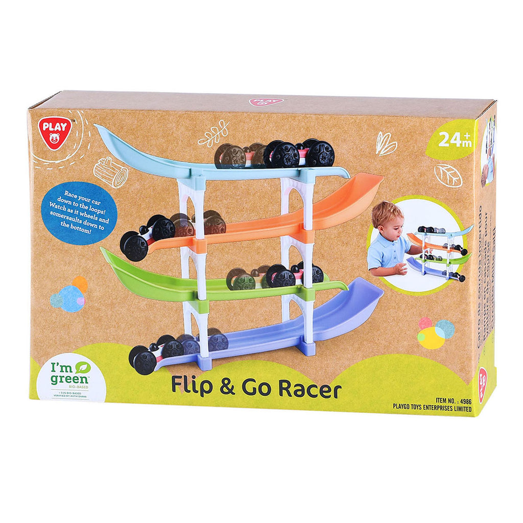 Playgo biobasierte Flip-and-Go-Autorennbahn - 11-teilig.