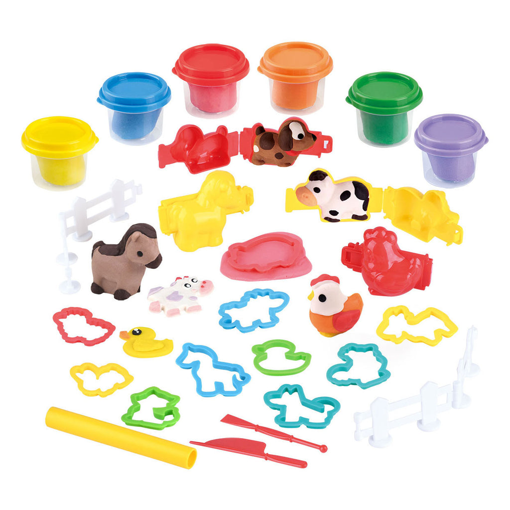 Playgo boerderij en dieren kleiset - 6 kleipotjes