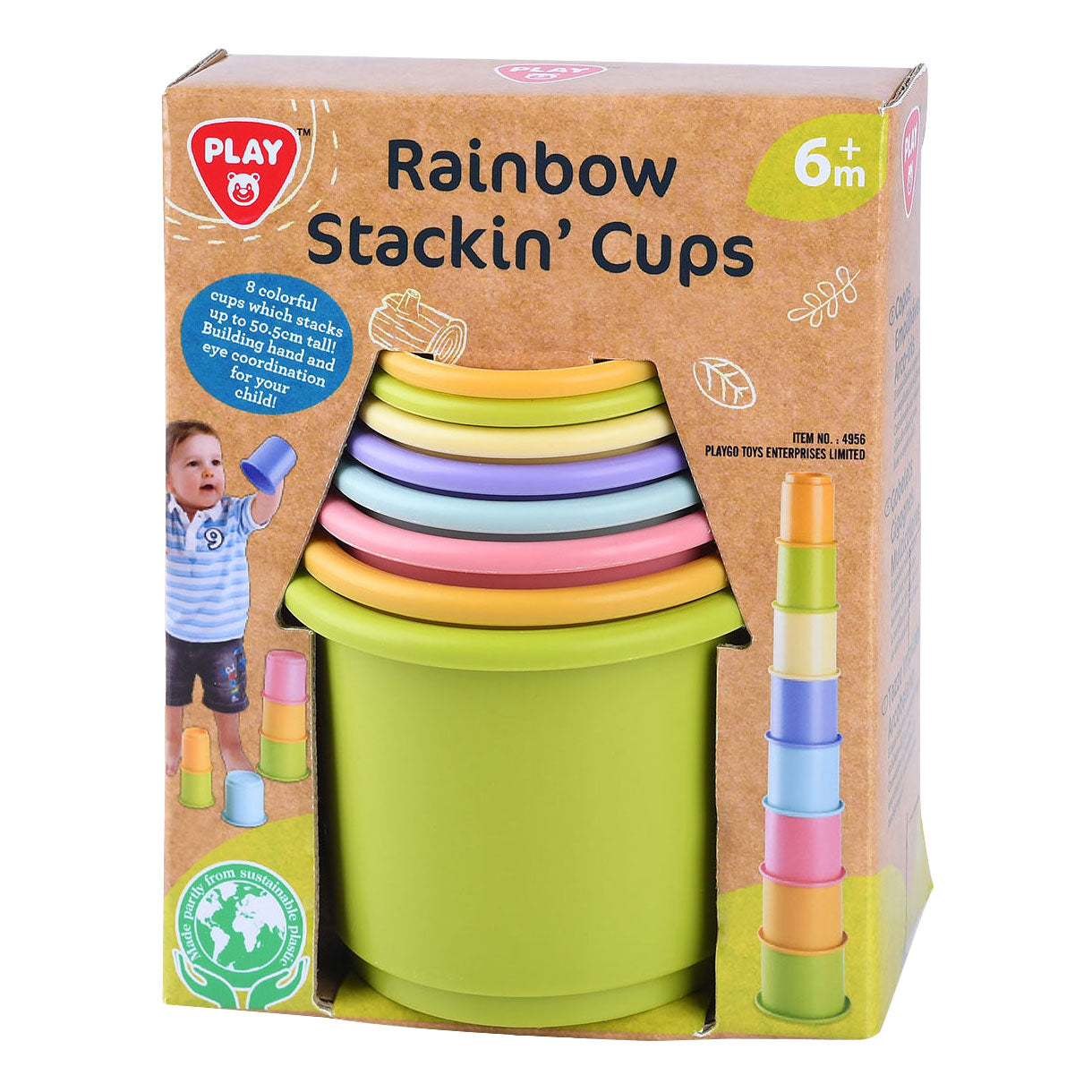 Playgo Stapelbausteine, farbig - 8 Stück.